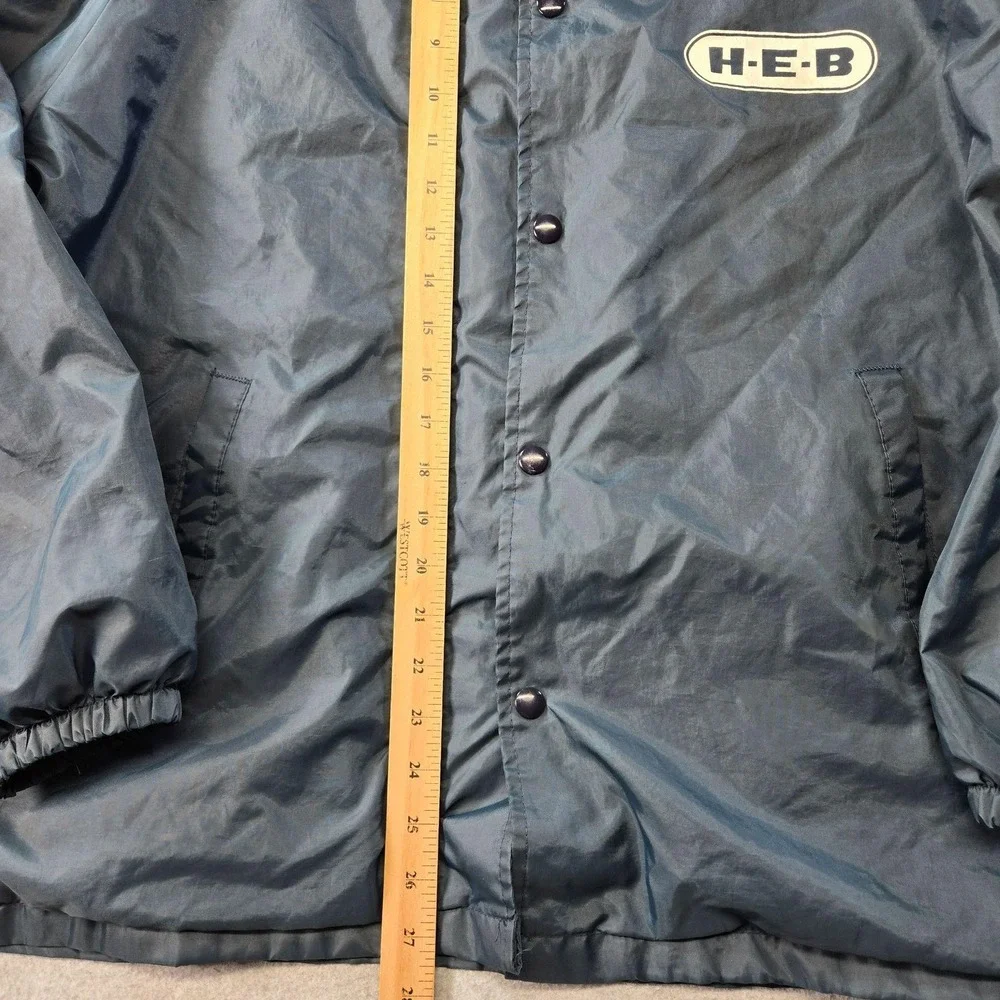 H-E-B Jacket Mens XL Blue Windbreaker Lined Insulated Pockets Collared